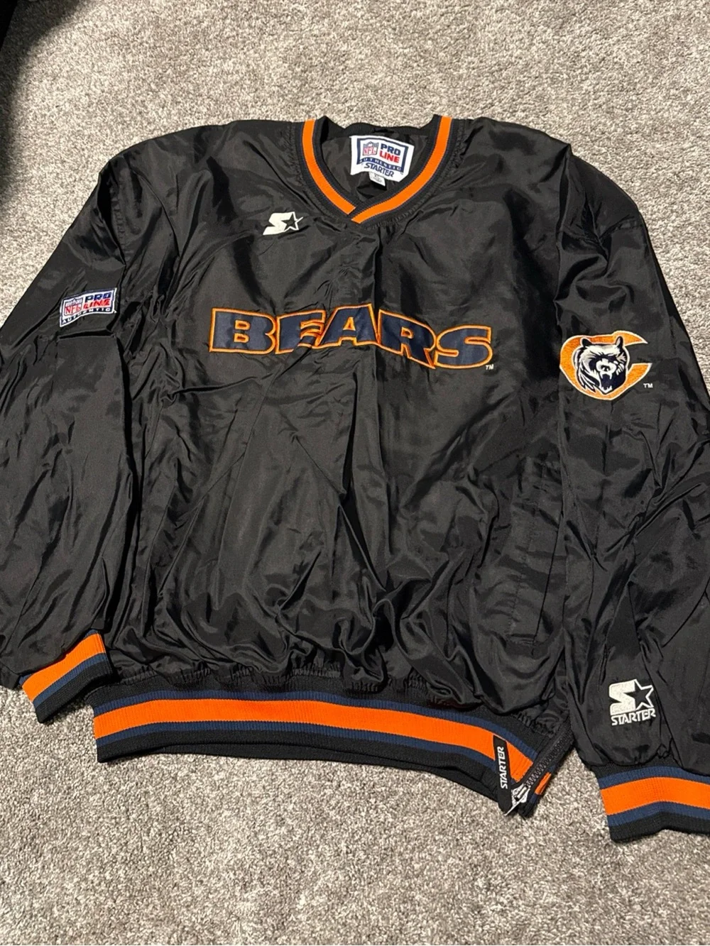 STARTER Proline Chicago Bears Black Pullover with Orange and Blue Trim XL